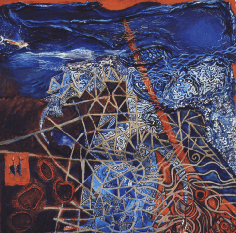 Intuitive Oil & Mixed Media on Canvas by Clairvoyant Intuitive Artist Joanna Whitney
