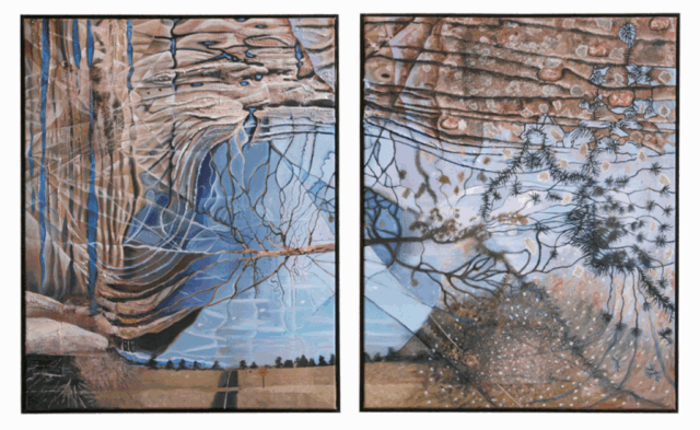 Intuitive Oil & Mixed Media Diptych on Canvas by Clairvoyant Intuitive Artist Joanna Whitney
