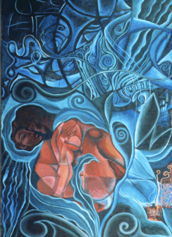 Intuitive Oil & Mixed Media on Canvas by Clairvoyant Intuitive Artist Joanna Whitney