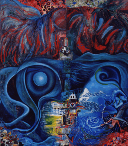 Intuitive Oil & Mixed Media on Canvas by Clairvoyant Intuitive Artist Joanna Whitney