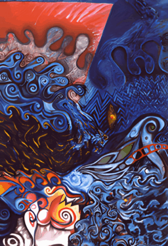 Awakening, Intuitive Oil & Mixed Media, Shadows, by Clairvoyant Intuitive Artist Joanna Whitney